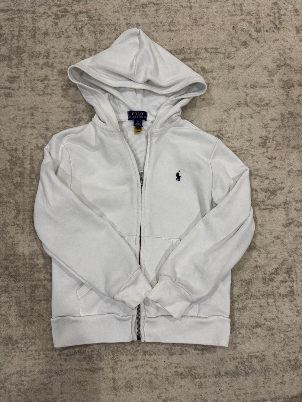 Polo by Ralph Lauren Kids White Hooded Zip Sweatshirt Boys Size 6